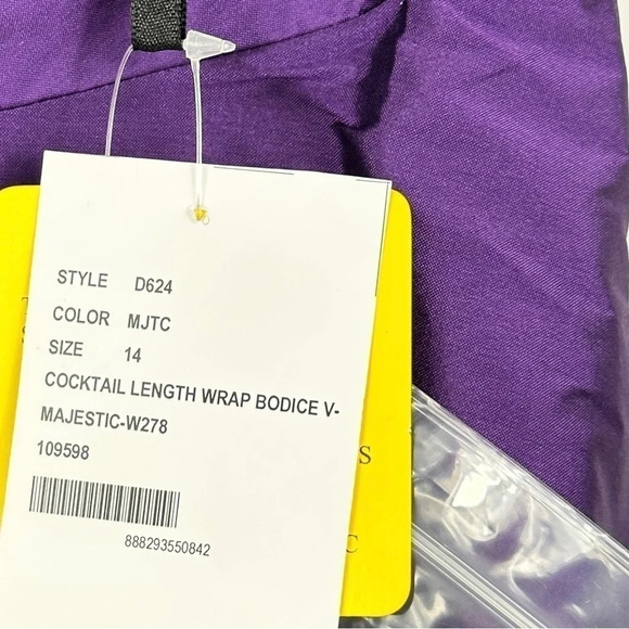 Alfred Sung Cocktail Length Wrap Bodice Dress in Majestic Purple Size 14 - Picture 4 of 5